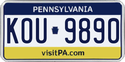 PA license plate KOU9890