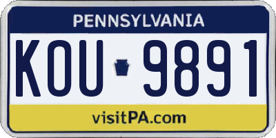 PA license plate KOU9891