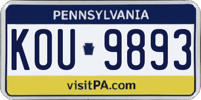 PA license plate KOU9893