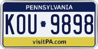 PA license plate KOU9898