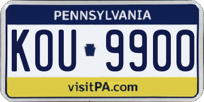 PA license plate KOU9900