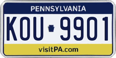 PA license plate KOU9901