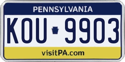 PA license plate KOU9903
