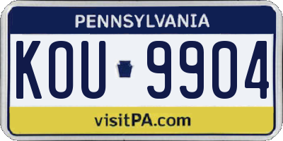 PA license plate KOU9904