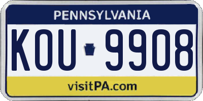 PA license plate KOU9908