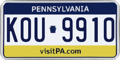 PA license plate KOU9910