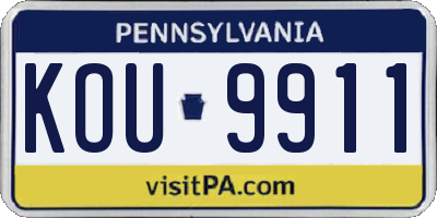 PA license plate KOU9911
