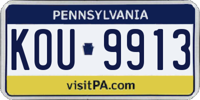 PA license plate KOU9913