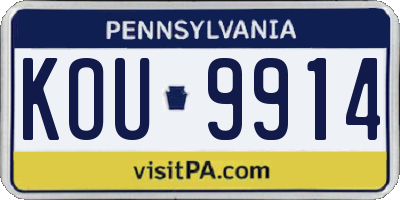 PA license plate KOU9914