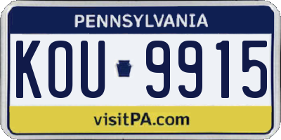 PA license plate KOU9915