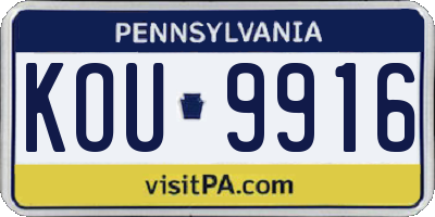 PA license plate KOU9916