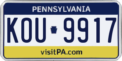PA license plate KOU9917