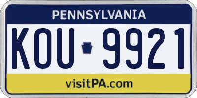 PA license plate KOU9921