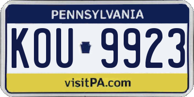 PA license plate KOU9923