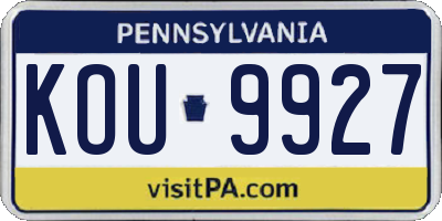 PA license plate KOU9927