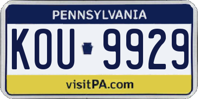 PA license plate KOU9929