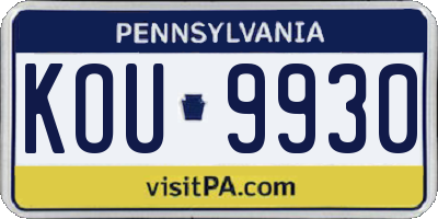 PA license plate KOU9930