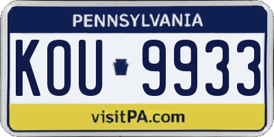 PA license plate KOU9933