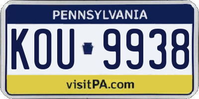 PA license plate KOU9938