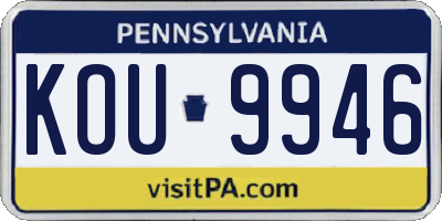 PA license plate KOU9946