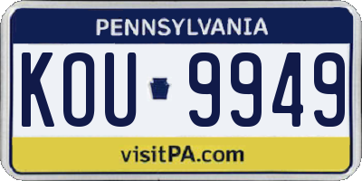 PA license plate KOU9949