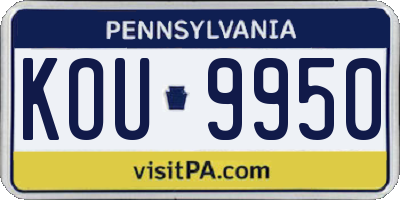 PA license plate KOU9950