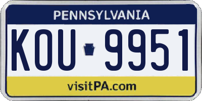 PA license plate KOU9951