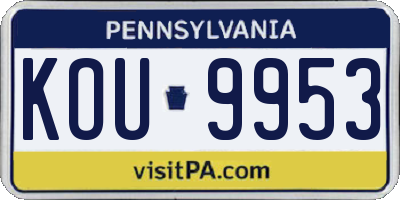 PA license plate KOU9953