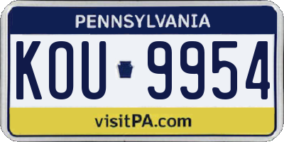 PA license plate KOU9954