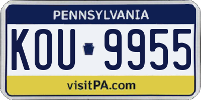 PA license plate KOU9955