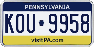 PA license plate KOU9958