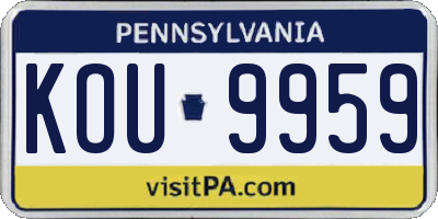 PA license plate KOU9959