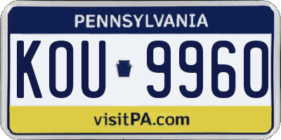 PA license plate KOU9960