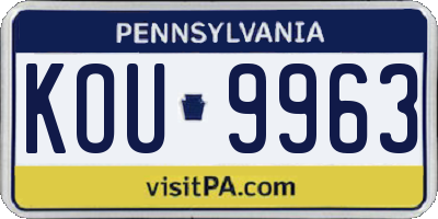 PA license plate KOU9963