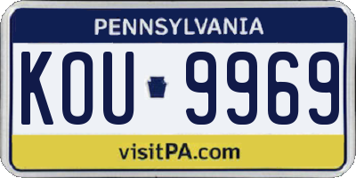 PA license plate KOU9969