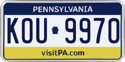 PA license plate KOU9970
