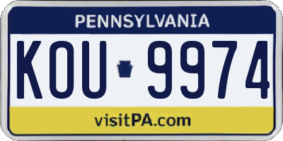 PA license plate KOU9974