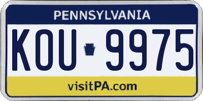 PA license plate KOU9975