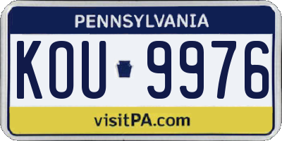 PA license plate KOU9976