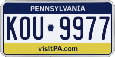 PA license plate KOU9977