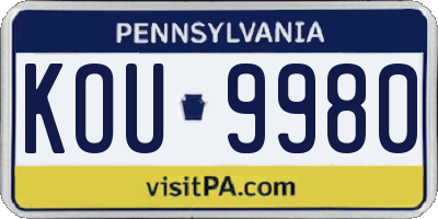 PA license plate KOU9980