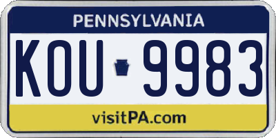 PA license plate KOU9983