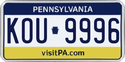 PA license plate KOU9996
