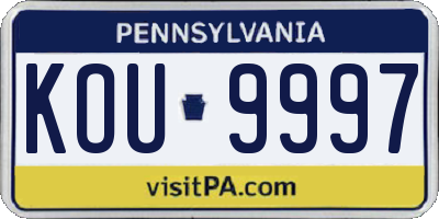 PA license plate KOU9997