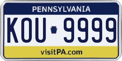 PA license plate KOU9999