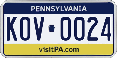 PA license plate KOV0024