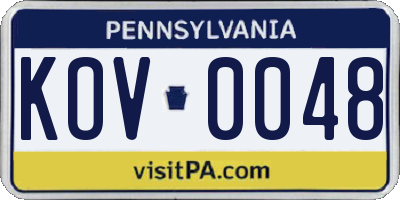 PA license plate KOV0048