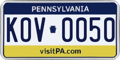 PA license plate KOV0050