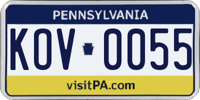 PA license plate KOV0055
