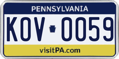 PA license plate KOV0059